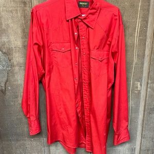 Vintage 70s Roebucks Men's Western Red Pearl Snap Button Down, Size XLarge